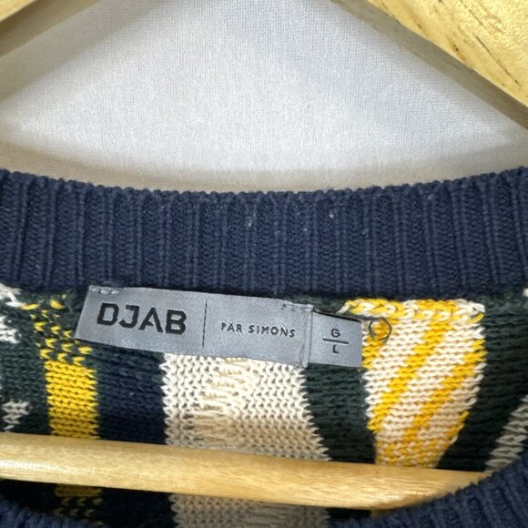 DJAB Par Simons Men L 3D Knit Sweater Coogi Style Textured Cotton Pullover - Picture 3 of 5